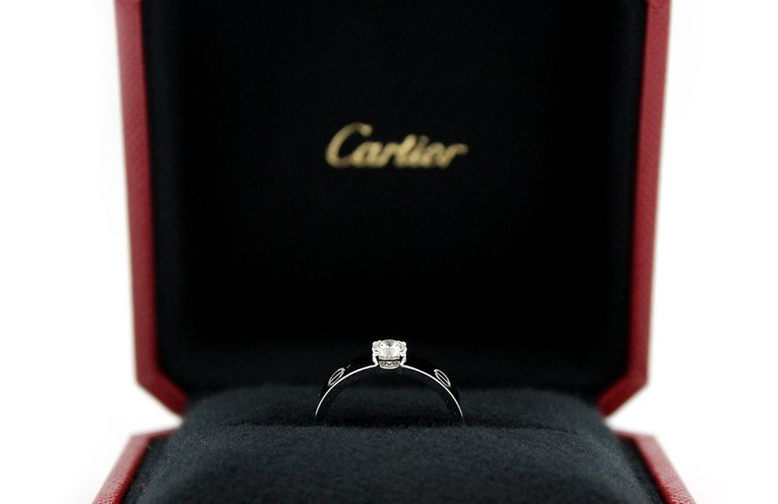 Cartier Love Solitaire Wedding Ring 18K White Gold Diamond 0.32 Carat 51 (11) N4722951 119869757