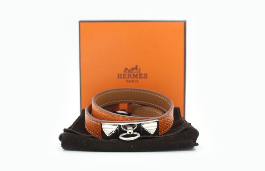 Hermes Reveil Mini T2 Orange Leather Bracelet H060710CK 121631178