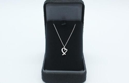 Tiffany & Co Paloma Picasso Loving Heart 18K White Gold Diamond Necklace 6514326 115611536