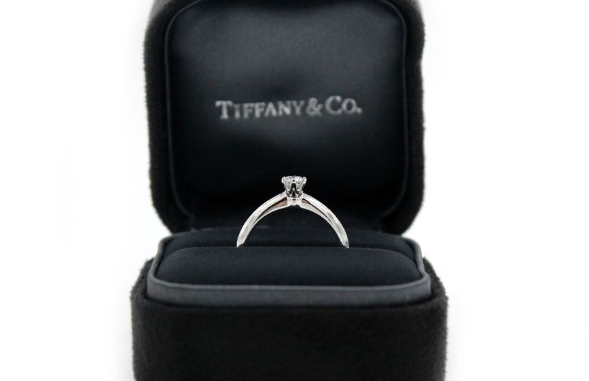 Tiffany & Co Platinum Solitaire Wedding Ring Diamond 0.19 Carat 6-Prong 8 119799321