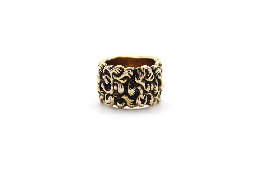 Gucci Metal Lion Mane Ring Vintage Gold Ring M Size 12345 126402545