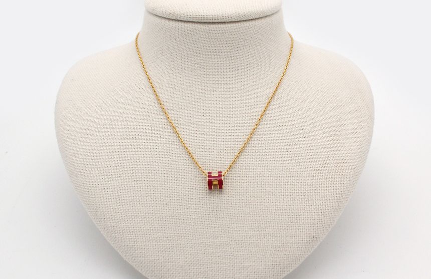 Hermes Mini Pop Ash Pendant Rose Extreme Gold Necklace H147992F 125704380