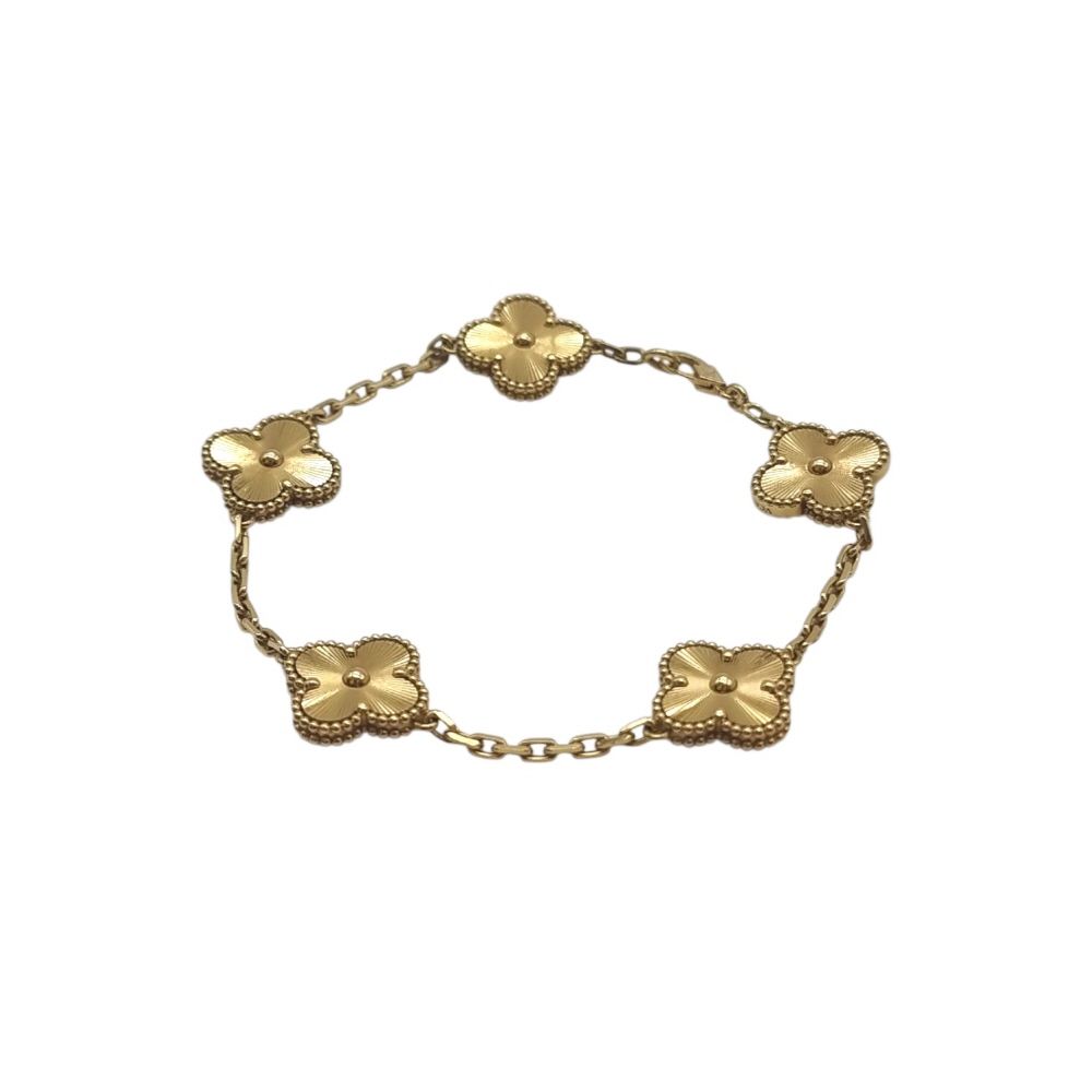 Van Cleef & Arpels Alhambra Guilloche 5 Motifs Bracelet Gold ETB040801 132435025