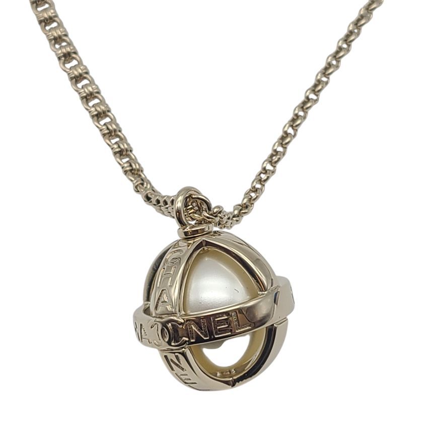 CHANEL Unused Pearl Ball Motif Pearl Necklace AB7518 122943209