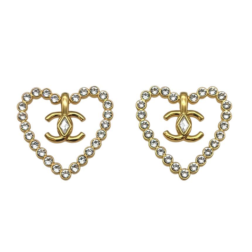 CHANEL CC Logo Heart Cubic Earrings CHA101037 115040386