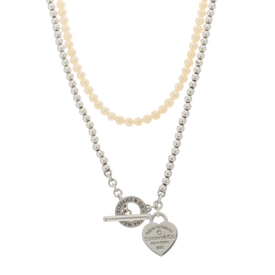 Sterling Silver Diamond Pearl Return to Tiffany Wrap Necklace