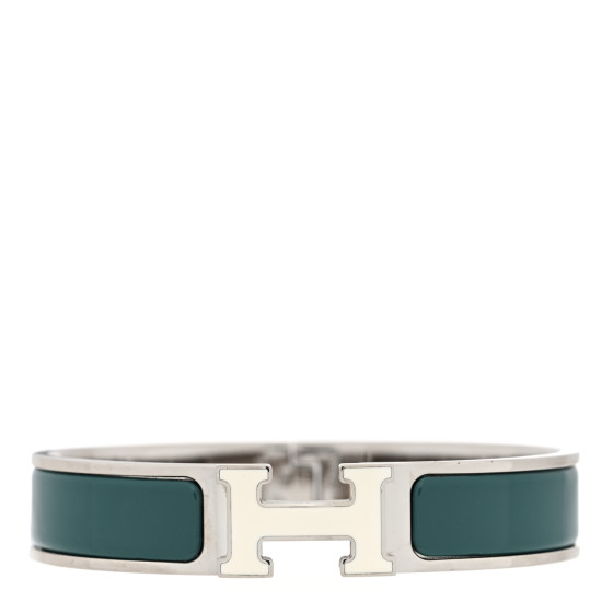 Enamel Narrow Clic Clac H Bracelet GM Vert Bleuete White