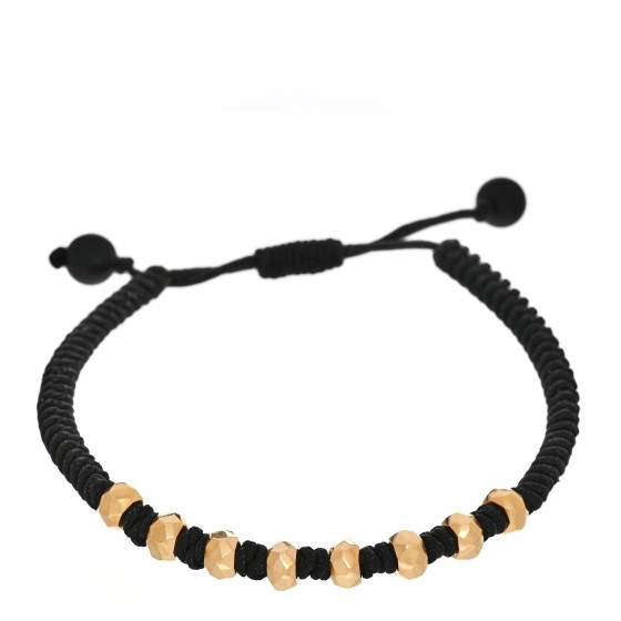 18K Yellow Gold Nylon Fortune Woven Bracelet Black