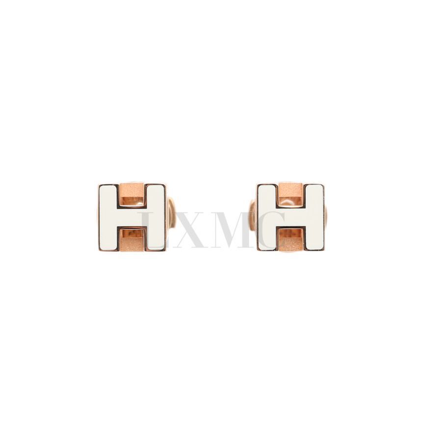 Hermes Cube Earring Pink Gold White 12345 132952611