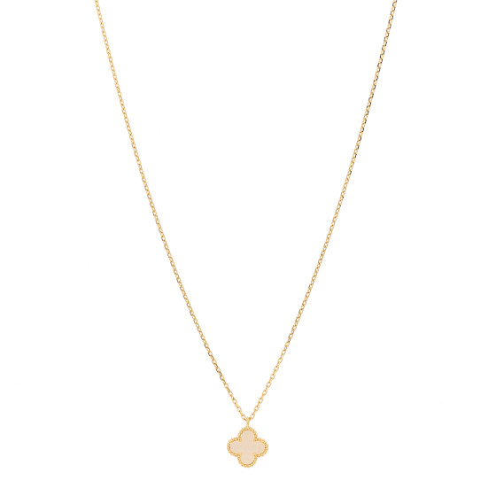 18K Yellow Gold Mother of Pearl Sweet Alhambra Pendant Necklace