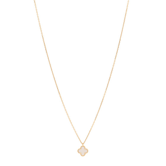18K Yellow Gold Mother of Pearl Sweet Alhambra Pendant Necklace