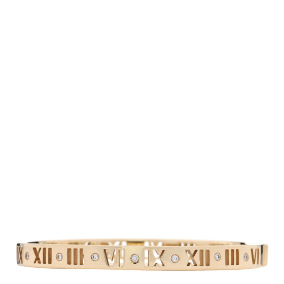 18K Yellow Gold Diamond Atlas Pierced Hinged Bangle Bracelet