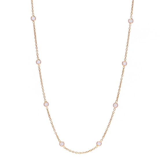 18K Rose Gold Diamond .70ct Diamonds By The Inch Ten Station Necklace