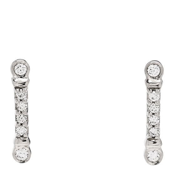 Platinum Diamond Fleur de Lis Key Bar Earrings