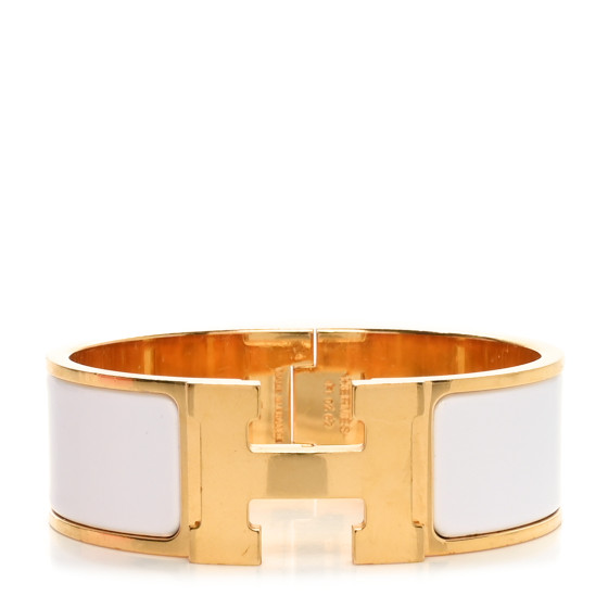 Enamel Wide Clic Clac H Bracelet GM White