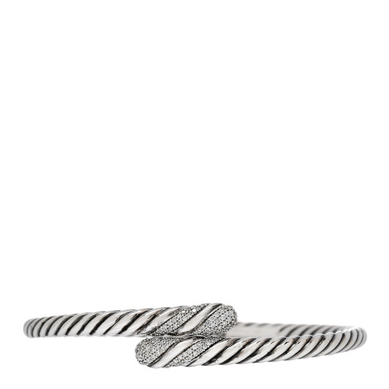 Sterling Silver Diamond 12mm Willow Open Single Row Bracelet