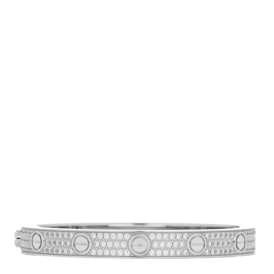 18K White Gold Diamond LOVE Paved Bracelet 16