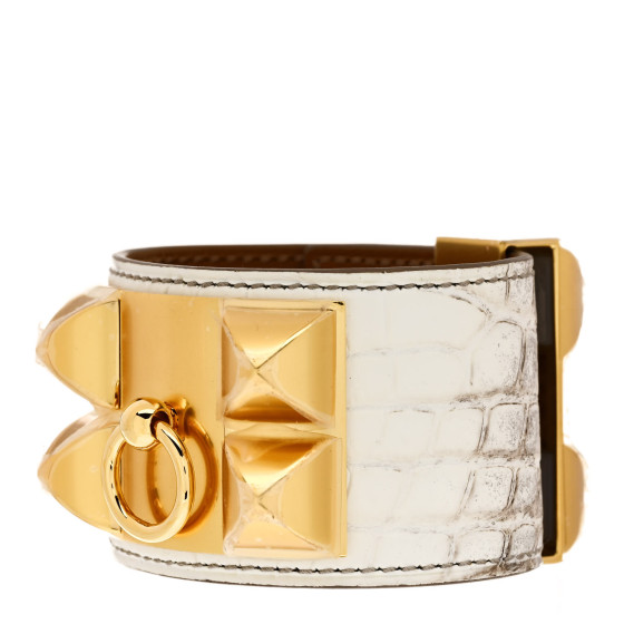Matte Niloticus Crocodile Himalaya Collier De Chien CDC Bracelet T1 Blanc