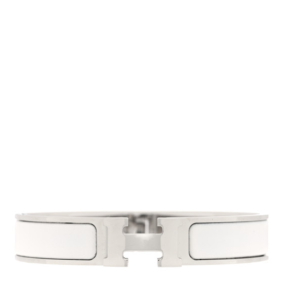 Enamel Narrow Clic Clac H Bracelet GM White