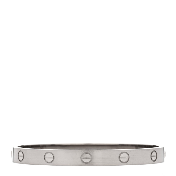 18K White Gold Brushed Finish LOVE Bracelet 17