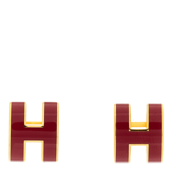 Gold Lacquered Mini Pop H Earrings Rouge H