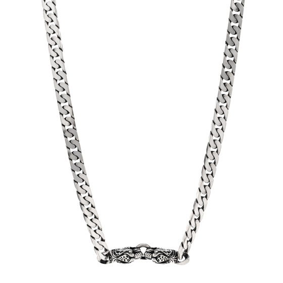 Sterling Silver Tigers Head Choker Chain Necklace