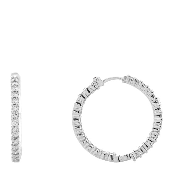 18K White Gold Diamond 1.00ctw Inside Out Hoop Earrings