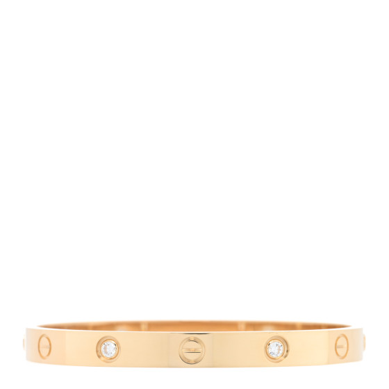 18K Yellow Gold 4 Diamond LOVE Bracelet 17