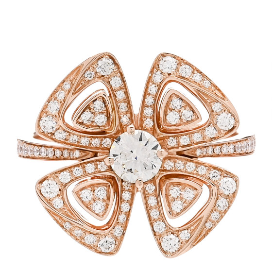 18K Rose Gold Diamond Fiorever Pave Ring 54 6.75