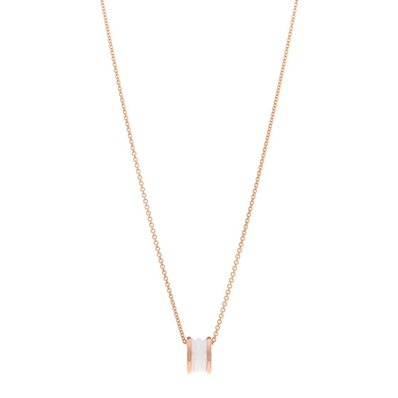 18K Rose Gold White Ceramic B.Zero1 Pendant Necklace