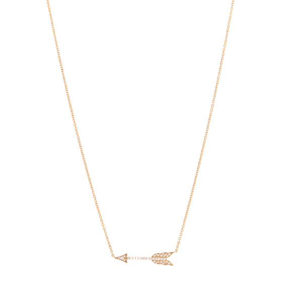 18K Rose Gold Diamond Arrow Pendant Necklace