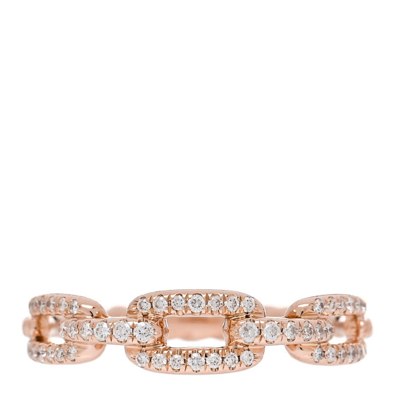 18K Rose Gold Diamond 4.5mm Stax Single Row Chain Link Ring 52 6