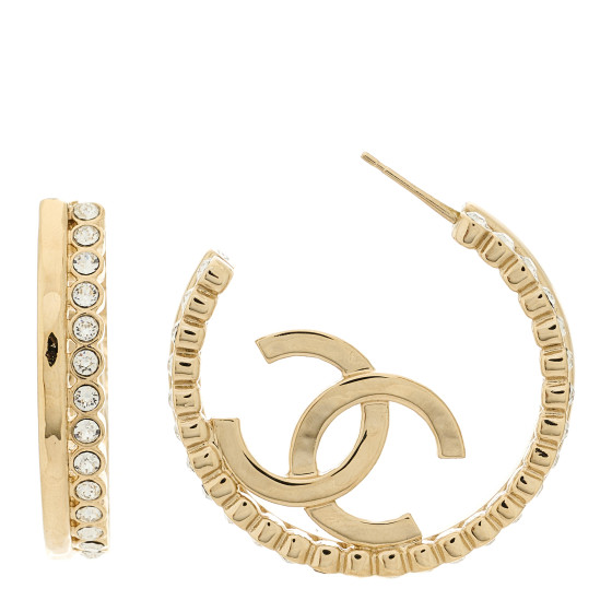 Crystal CC Hoop Earrings Gold
