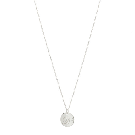 Sterling Silver Letter D Disc Pendant Necklace