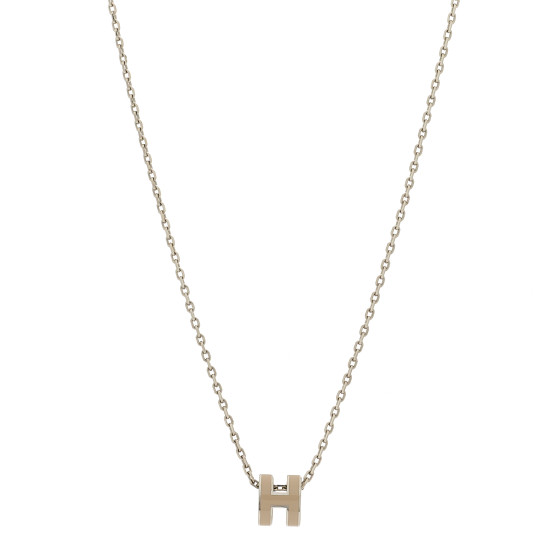 Palladium Mini Pop H Pendant Necklace Marron Glace