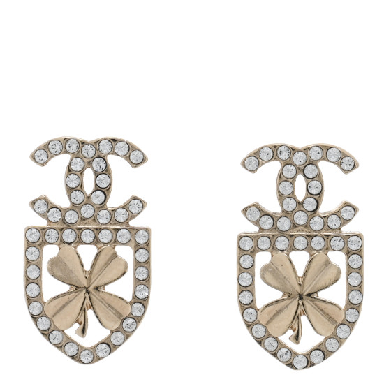 Crystal CC Sergeant Chanel Earrings Gold