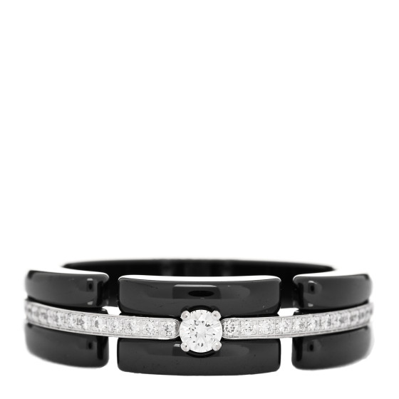 18K White Gold Diamond Ceramic Ultra Solitaire Ring 61 9.5