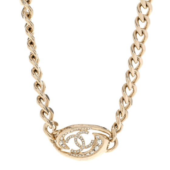 Crystal CC Oval Choker Necklace Gold