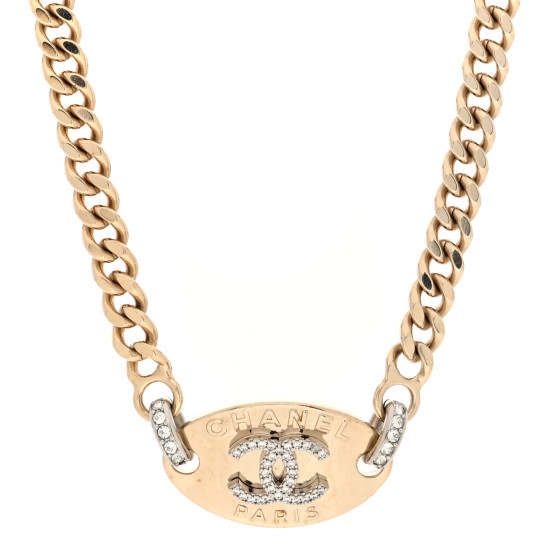 Crystal CC Oval Choker Necklace Gold