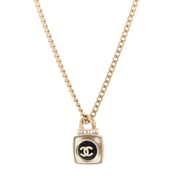 Crystal Resin CC Perfume Bottle Necklace Gold
