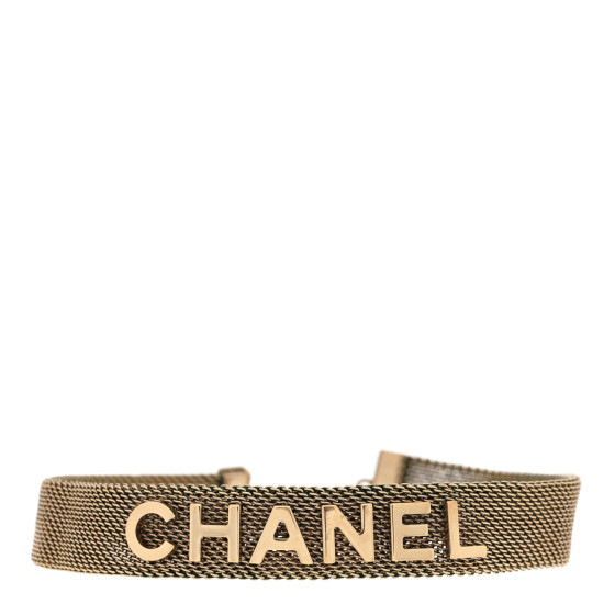 Mesh Logo Choker Necklace Gold