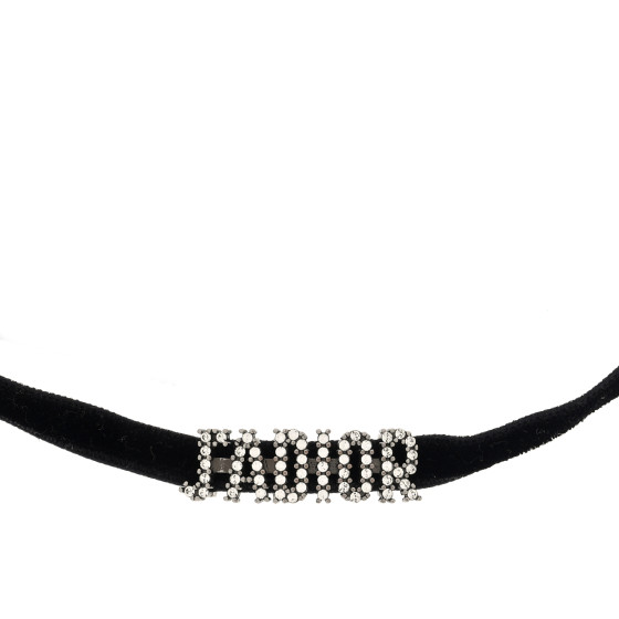 DIOR Velvet Crystal J'Adior Choker Necklace Black