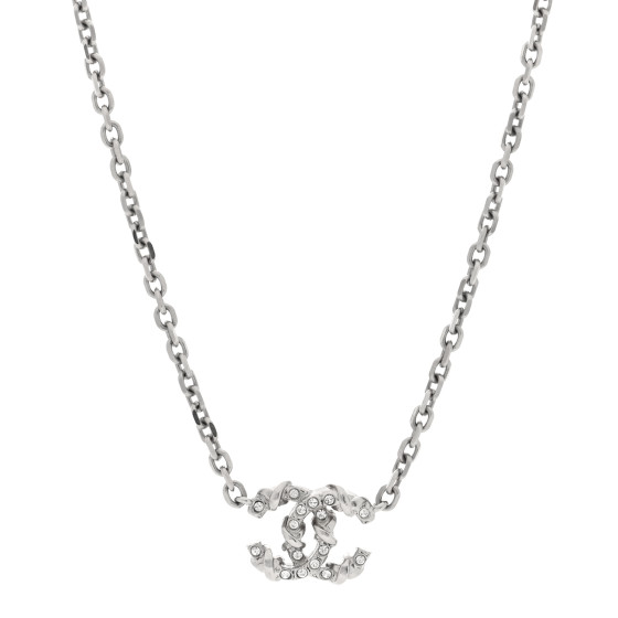 Crystal CC Pendant Necklace Silver