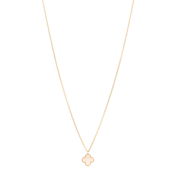 18K Yellow Gold Mother of Pearl Sweet Alhambra Pendant Necklace