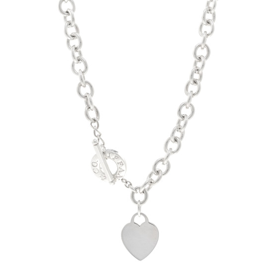 Sterling Silver Heart Tag Toggle Necklace