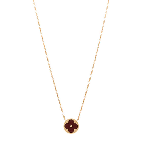 18K Yellow Gold Carnelian Blossom Sun Pendant Necklace