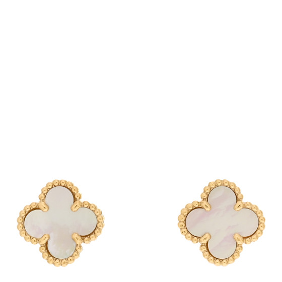18K Yellow Gold Mother of Pearl Sweet Alhambra Earrings