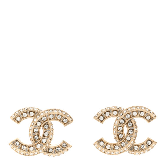 Crystal Timeless CC Earrings Light Gold