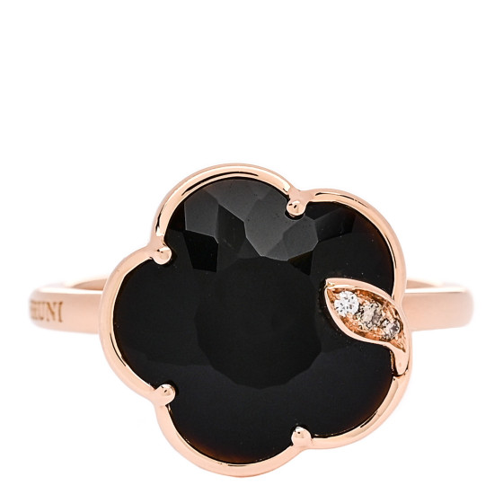 18K Rose Gold Diamond Black Onyx Petit Joli Ring 53 6.25