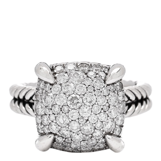 Sterling Silver Diamond 14mm Chatelaine Pave Ring 54 7
